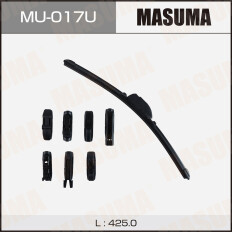 Щетка стеклоочистителя Masuma 425мм (17") бескаркасная, всесезонная, со спойлером, 8 переходников, 1 шт, арт. MU-017U