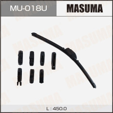 Щетка стеклоочистителя Masuma 450мм (18") бескаркасная, всесезонная, со спойлером, 8 переходников, 1 шт, арт. MU-018U