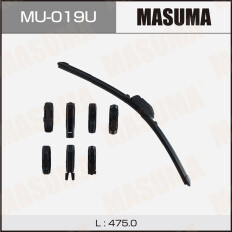 Щетка стеклоочистителя Masuma 475мм (19") бескаркасная, всесезонная, со спойлером, 8 переходников, 1 шт, арт. MU-019U