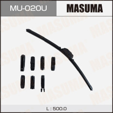 Щетка стеклоочистителя Masuma 500мм (20") бескаркасная, всесезонная, со спойлером, 8 переходников, 1 шт, арт. MU-020U