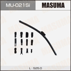 Щетка стеклоочистителя Masuma Silicone 525мм (21") бескаркасная, всесезонная, силиконовая, со спойлером, 13 переходников, 1 шт, арт. MU-021Si
