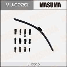 Щетка стеклоочистителя Masuma Silicone 550мм (22") бескаркасная, всесезонная, силиконовая, со спойлером, 13 переходников, 1 шт, арт. MU-022Si