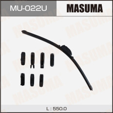 Щетка стеклоочистителя Masuma 550мм (22") бескаркасная, всесезонная, со спойлером, 8 переходников, 1 шт, арт. MU-022U