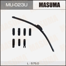 Щетка стеклоочистителя Masuma 575мм (23") бескаркасная, всесезонная, со спойлером, 8 переходников, 1 шт, арт. MU-023U