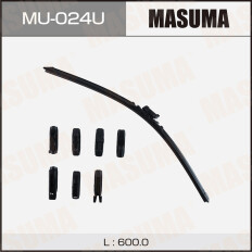 Щетка стеклоочистителя Masuma 600мм (24") бескаркасная, всесезонная, со спойлером, 8 переходников, 1 шт, арт. MU-024U