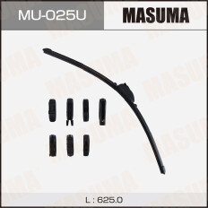 Щетка стеклоочистителя Masuma 625мм (25") бескаркасная, всесезонная, со спойлером, 8 переходников, 1 шт, арт. MU-025U