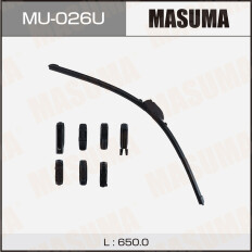Щетка стеклоочистителя Masuma 650мм (26") бескаркасная, всесезонная, со спойлером, 8 переходников, 1 шт, арт. MU-026U
