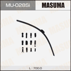 Щетка стеклоочистителя Masuma Silicone 700мм (28") бескаркасная, всесезонная, силиконовая, со спойлером, 13 переходников, 1 шт, арт. MU-028Si