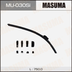 Щетка стеклоочистителя Masuma Silicone 750мм (30") бескаркасная, всесезонная, силиконовая, со спойлером, 13 переходников, 1 шт, арт. MU-030Si