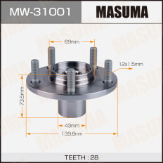 Ступица колеса Masuma, передняя, для Mitsubishi Outlander, арт. MW-31001