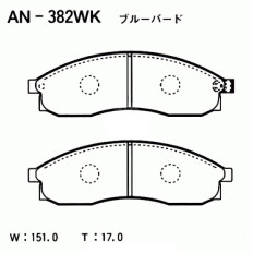 Колодки тормозные дисковые Akebono, комплект на ось (4 шт), арт. AN-382WK