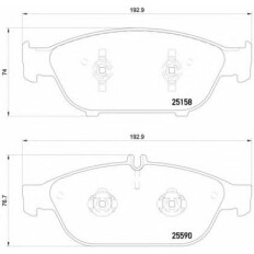 Колодки тормозные дисковые Brembo, комплект на ось (4 шт), арт. P85127