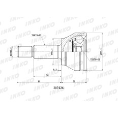 ШРУС INKO, передний, наружный, 25x22мм, арт. 307026