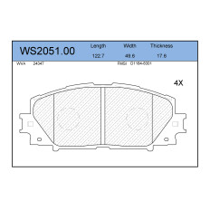 Колодки тормозные дисковые Jeenice, комплект на ось (4 шт), арт. WS2051.00