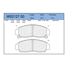Колодки тормозные дисковые Jeenice, комплект на ось (4 шт), арт. WS2127.00
