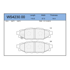 Колодки тормозные дисковые Jeenice, комплект на ось (4 шт), арт. WS4230.00