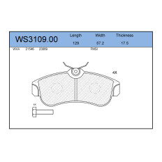 Колодки тормозные дисковые Jeenice, комплект на ось (4 шт), арт. WS3109.00