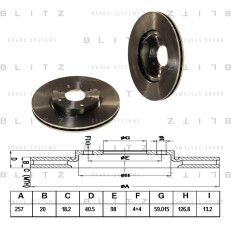 Диск тормозной Blitz, передний, арт. BS0126