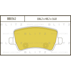 Колодки тормозные дисковые Blitz, задние, комплект на ось (4 шт), арт. BB0362