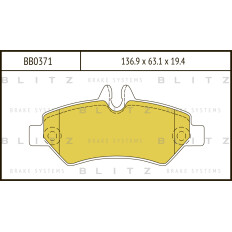 Колодки тормозные дисковые Blitz, задние, комплект на ось (4 шт), арт. BB0371