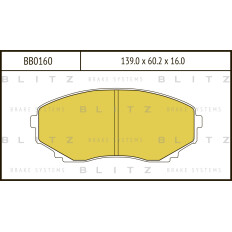 Колодки тормозные дисковые Blitz, передние, комплект на ось (4 шт), арт. BB0160