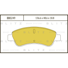 Колодки тормозные дисковые Blitz, передние, комплект на ось (4 шт), арт. BB0249