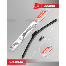 Щётка стеклоочистителя Fenox 550мм (22") бескаркасная, всесезонная, 5 переходников, 1 шт, арт. WB55200