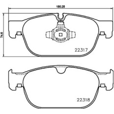 Колодки тормозные дисковые Brembo, передние, комплект на ось (4 шт), арт. P 86 027