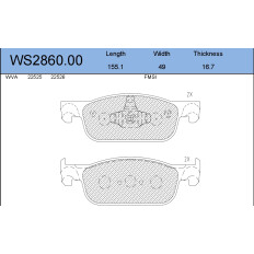 Колодки тормозные дисковые Jeenice, комплект на ось (4 шт), арт. WS2860.00