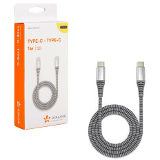 Кабель для мобильных устройств Airline, с USB Type-C на USB Type-C, 1м, серый, нейлоновый, поддержка Power Delivery, арт. ACH-CPD-27
