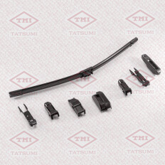 Щетка стеклоочистителя Tatsumi Flat 430мм (17") бескаркасная, всесезонная, со спойлером, для леворульных авто, 10 переходников, 1 шт, арт. TFH1043