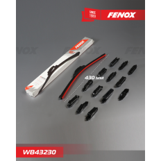 Щётка стеклоочистителя Fenox 430мм (17") бескаркасная, всесезонная, со спойлером, 14 переходников, 1 шт, арт. WB43230