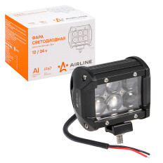 Фара светодиодная (балка) двухрядная, 6 LED 4D линза, 18W, (98х78х65) 12/24V AIRLINE, арт. ALED042