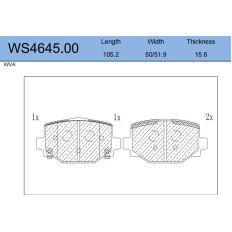 Колодки тормозные дисковые Jeenice, задние, комплект на ось (4 шт), арт. WS4645.00