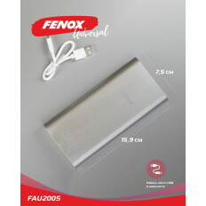 Аккумулятор внешний (Power Bank) Fenox, 15000мАч, вход microUSB, выход USB, 5В, индикатор заряда, Quick Charge 3.0, арт. FAU2005