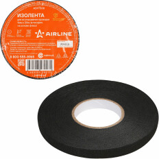 Лента клейкая изоляционная Airline, флисовая, 9мм x 20м, черная, арт. ADFT008