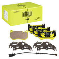 Колодки тормозные дисковые Trialli Pro керамические, с датчиком износа, передние, комплект на ось (4 шт), арт. PF 1006CR