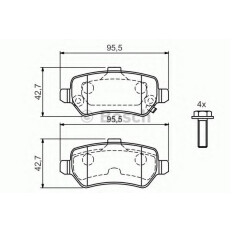 Колодки тормозные дисковые Bosch, задние, комплект на ось (4 шт), арт. 0 986 424 646