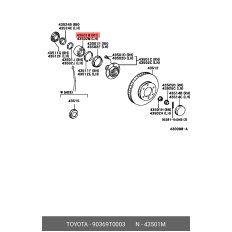 Ступица колеса TOYOTA, передняя, левая, арт. 90369-T0003