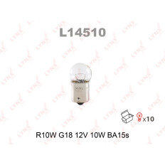 Лампа LYNXauto R10W (BA15s, G18), 12В, 10Вт, 1 шт, арт. L14510
