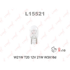Лампа LYNXauto W21W (W3x16d, T20), 12В, 21Вт, 1 шт, арт. L15521