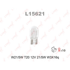 Лампа LYNXauto W21/5W (W3x16q, T20), 12В, 21/5Вт, 1 шт, арт. L15621