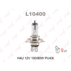 Лампа галогенная LYNXAuto H4U (P43t, T16), 12В, 100/80Вт, 3200К, 1 шт, арт. L10400
