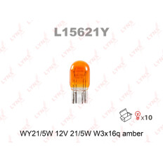 Лампа LYNXauto WY21/5W (W3x16q, T20), 12В, 21/5Вт, оранжевая, 1 шт, арт. L15621Y