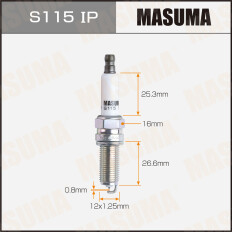 Свеча зажигания Masuma Iridium+Platinum с иридиевым/платиновым электродом, арт. S115IP