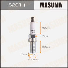 Свеча зажигания Masuma Iridium IKH20 с иридиевым электродом, арт. S201I