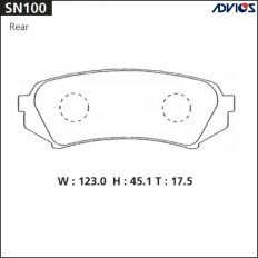 Колодки тормозные дисковые Advics задние, комплект на ось (4 шт), арт. SN100