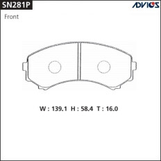 Колодки тормозные дисковые Advics, комплект на ось (4 шт), арт. SN281P