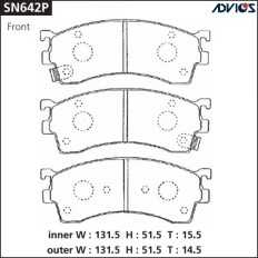 Колодки тормозные дисковые Advics передние, комплект на ось (4 шт), арт. SN642P