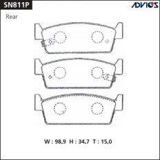 Колодки тормозные дисковые Advics задние, комплект на ось (4 шт), арт. SN811P